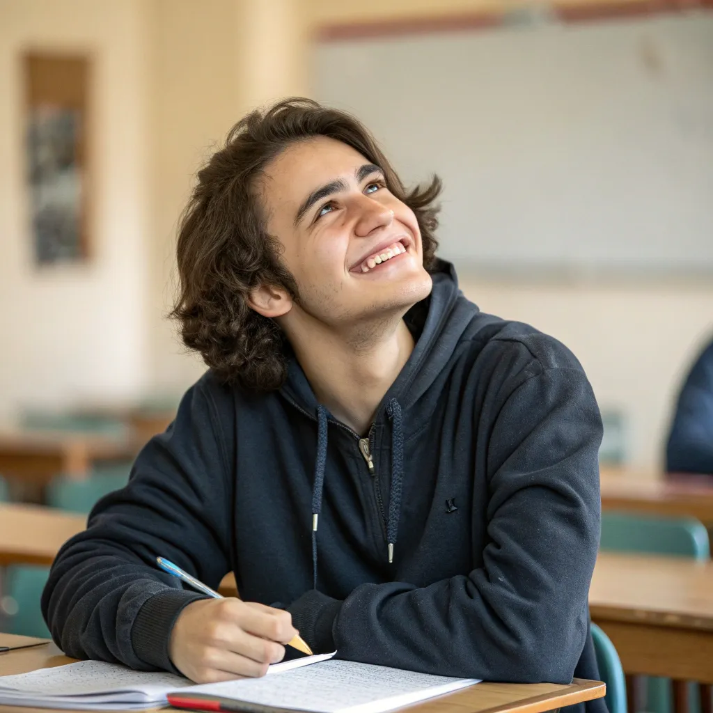 Portrait of a satisfied student named Alex